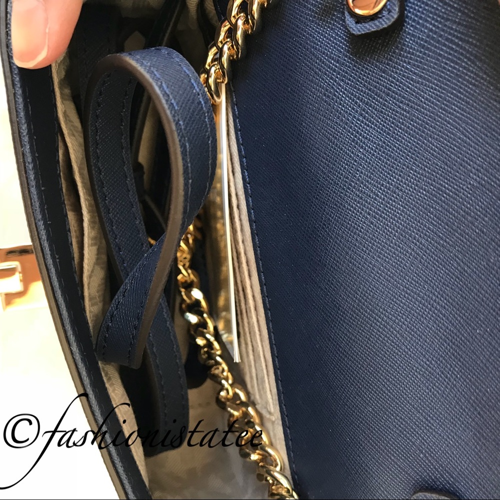 NWT MICHAEL KORS TINA CLUTCH CROSSBODY NAVY - Picture 7 of 8